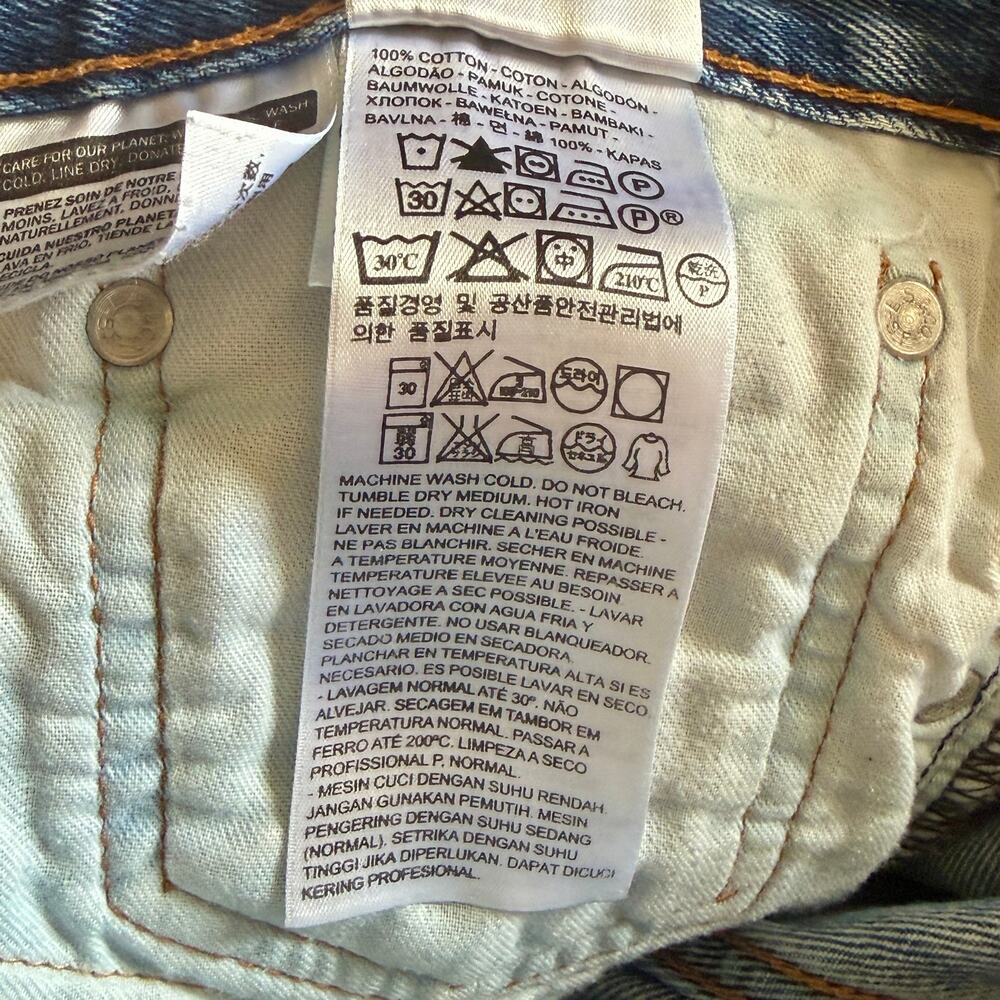 Levi's 505 Men's 36x30 100% Cotton 5-pocket straight regular fit dark stonewash - Picture 8 of 10